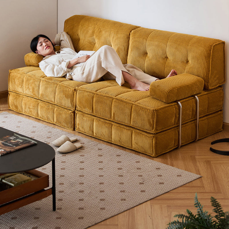 Retro Mustard Yellow Velvet Sofa