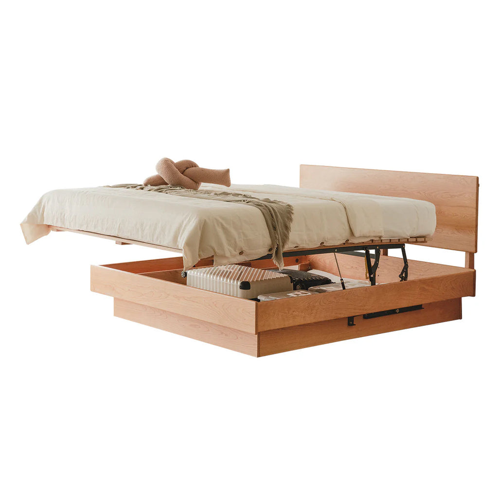 Cherry Wood Storage Bed Frame