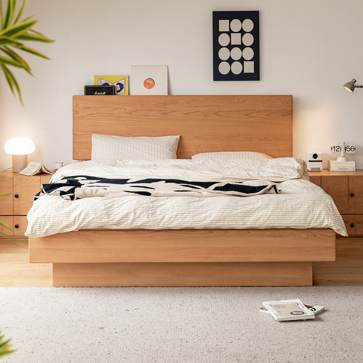 Cherry Wood Storage Bed Frame