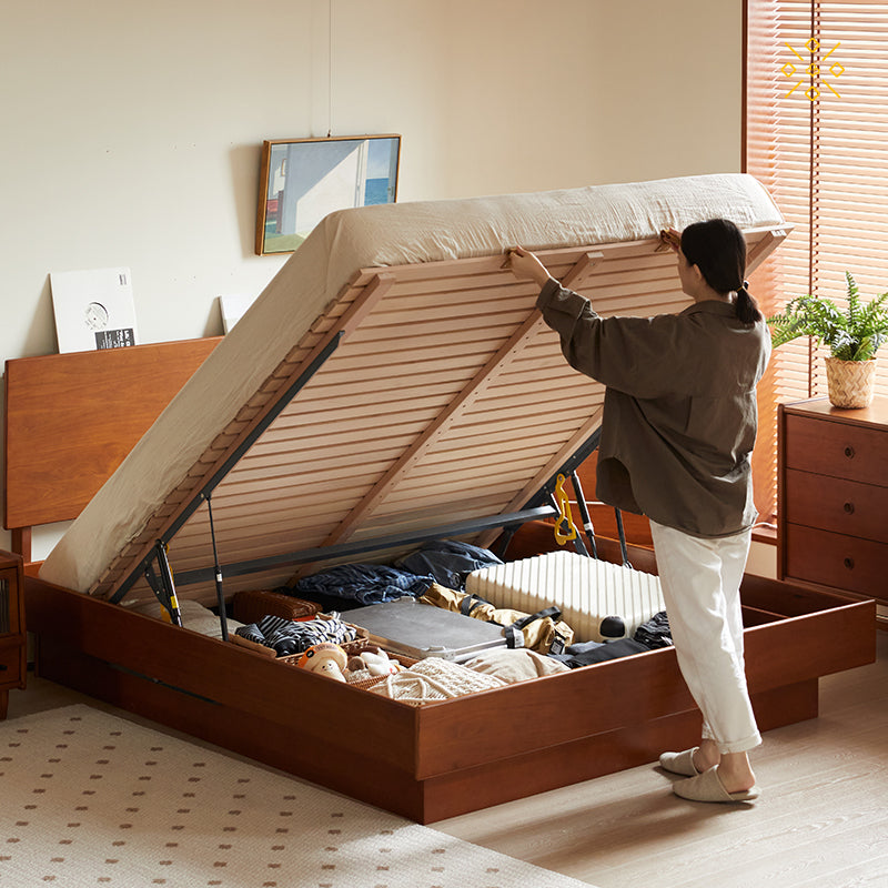 Natural Wood Storage Bed