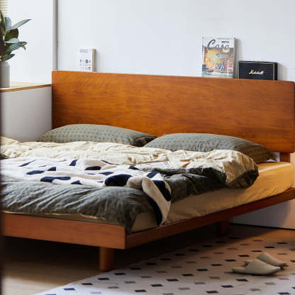 Compact Oak Wood Bed Frame