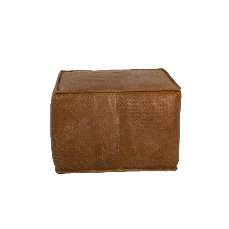 Yellow Embossed Leather Stool Ottomans