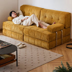 Retro Mustard Yellow Velvet Sofa