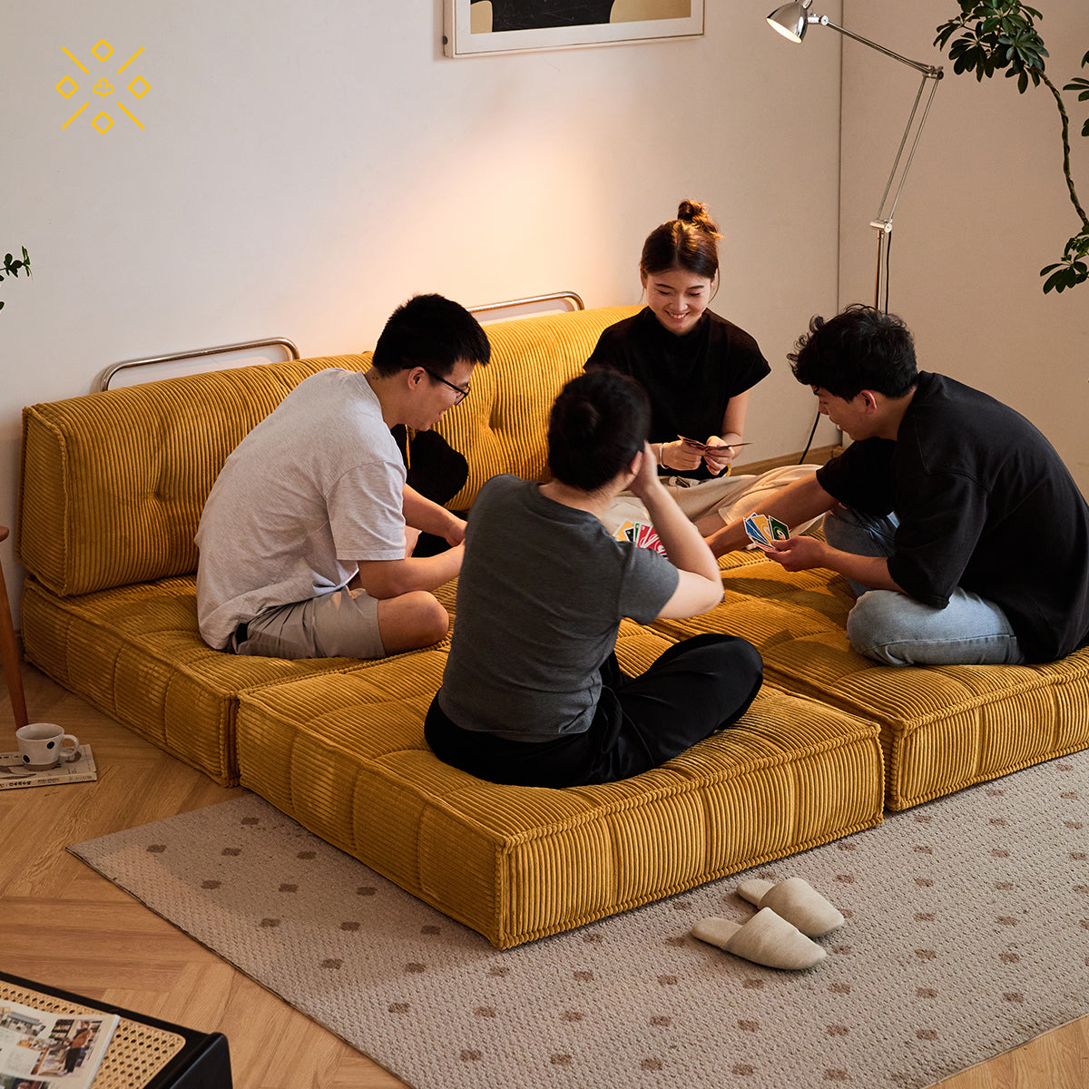 Retro Mustard Yellow Velvet Sofa