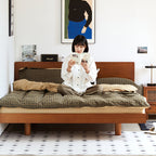 Compact Oak Wood Bed Frame