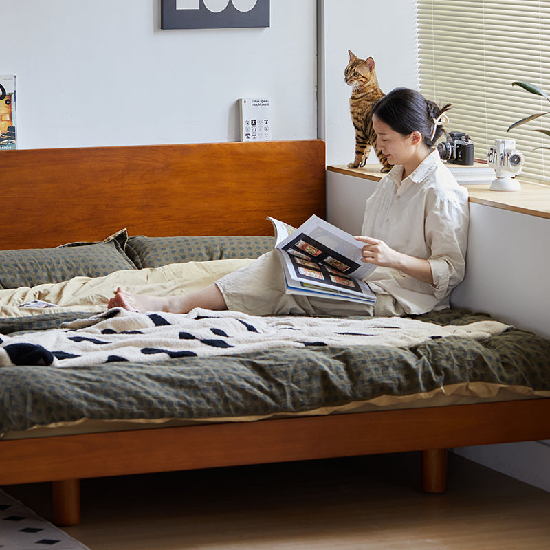 Compact Oak Wood Bed Frame
