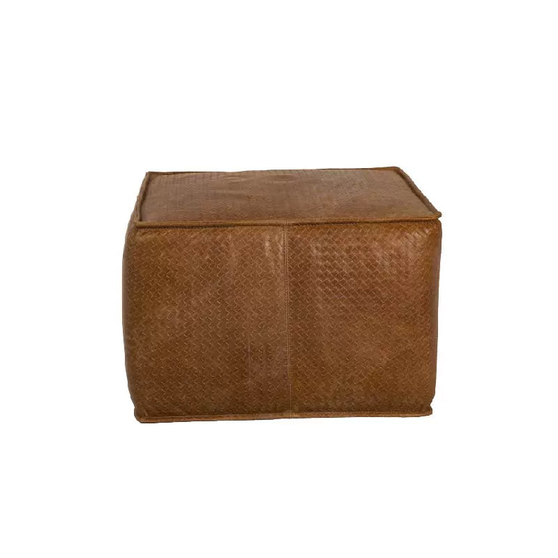 Yellow Embossed Leather Stool Ottomans