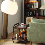 Compact Walnut Mobile Cart
