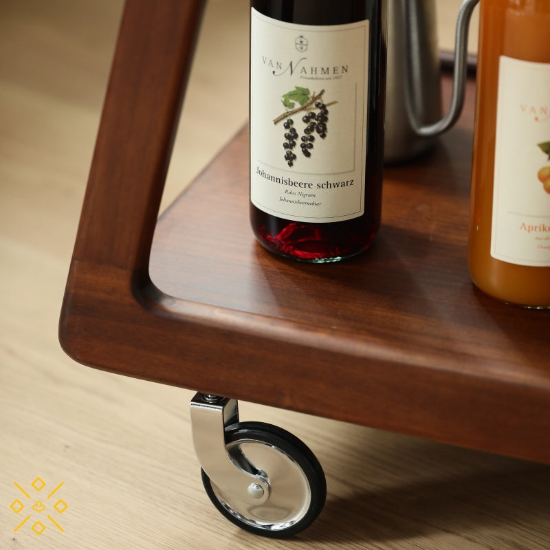 Compact Walnut Mobile Cart