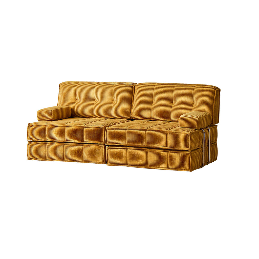 Retro Mustard Yellow Velvet Sofa