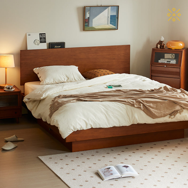 Natural Wood Storage Bed