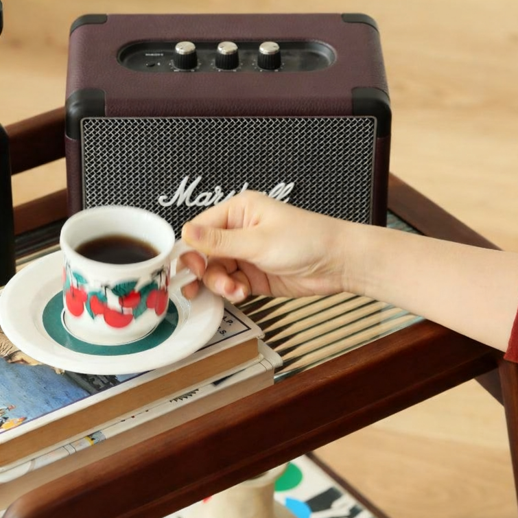 Compact Walnut Mobile Cart