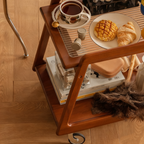 Compact Walnut Mobile Cart