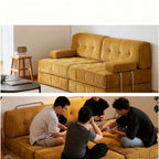 Retro Mustard Yellow Velvet Sofa