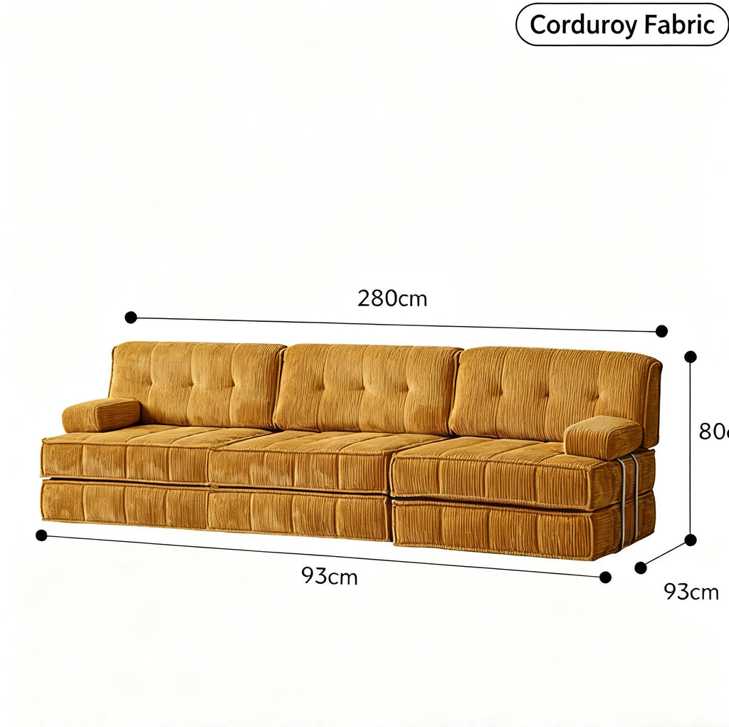 Retro Mustard Yellow Velvet Sofa