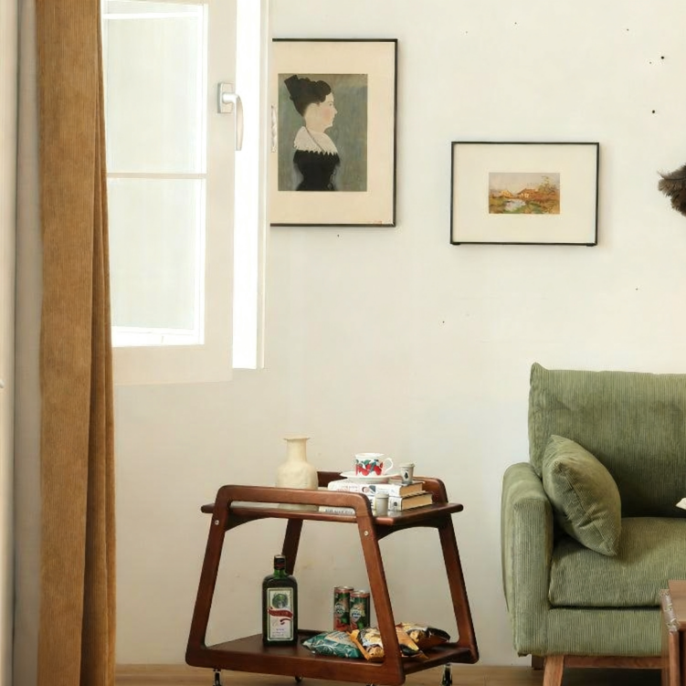 Compact Walnut Mobile Cart