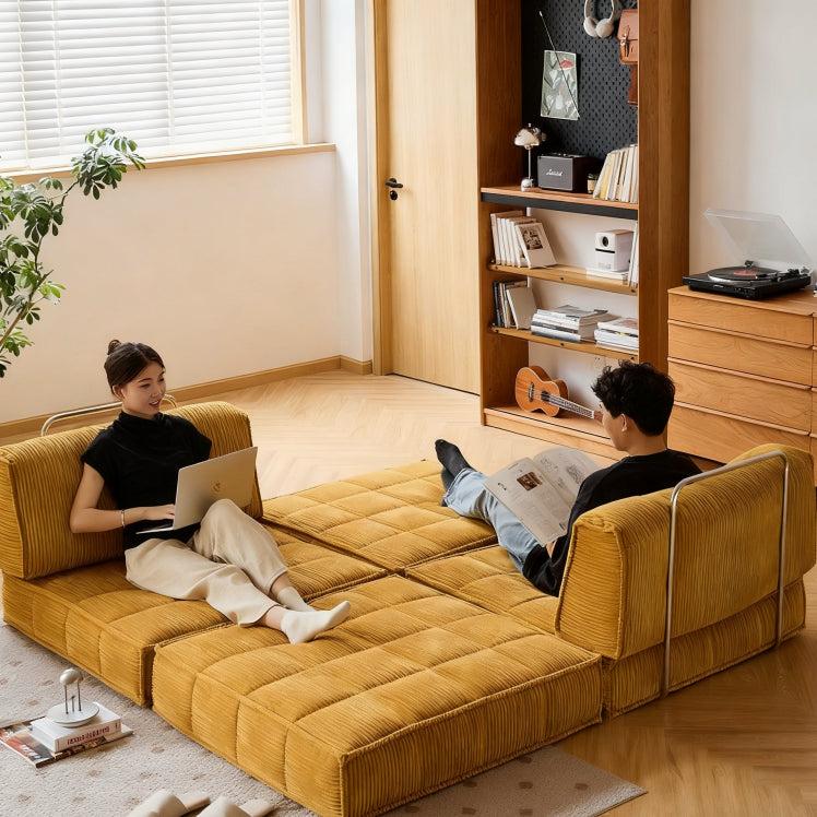 Retro Mustard Yellow Velvet Sofa