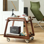 Compact Walnut Mobile Cart