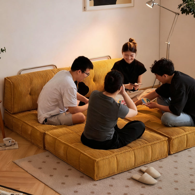 Retro Mustard Yellow Velvet Sofa