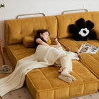 Retro Mustard Yellow Velvet Sofa