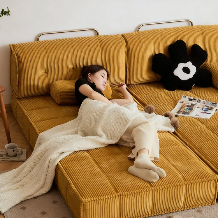 Retro Mustard Yellow Velvet Sofa