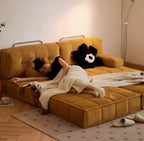 Retro Mustard Yellow Velvet Sofa